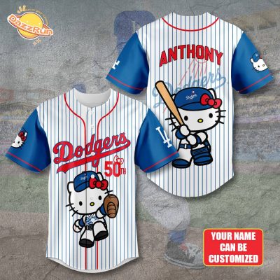 Los Angeles Dodgers X Hello Kitty Personalized Special Limited Version Baseball Jersey