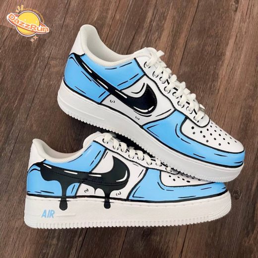 Cartoon Blue Drip Nike Sneaker Limited Edition Air Force 1