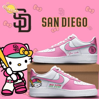 San Diego Padres Vs Hello Kitty Night Nike Sneakers Limited Version 2024 Air Force 1