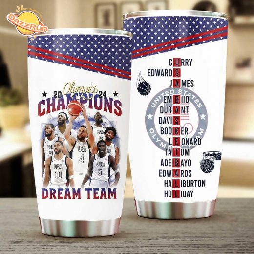 Usa Men’S National Basketball Team Olympic Champion 2024 White Tumbler Cup