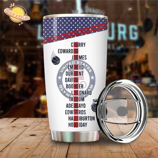 Usa Men’S National Basketball Team Olympic Champion 2024 White Tumbler Cup