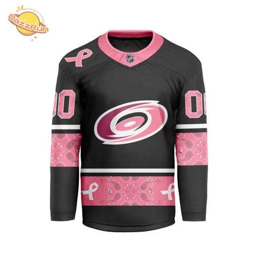 Custom Nhl Carolina Hurricanes Specialize Pink Fight Breast Cancer V-Shaped New Design Limited Edition Jersey 2024