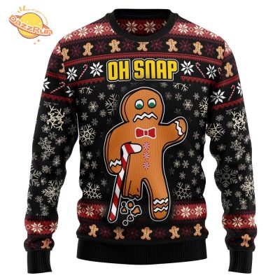 Oh Snap Bite Me Gingerbread Hot Design Ugly Sweater For Christmas 2024