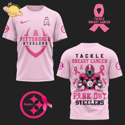 Tackle Breast Cancer Steelers White Hot New Design 2024 Pink Shirt