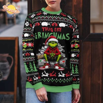 Thug Life Gringhmas Green Monster Very Ugly Hot Limited 2024 Christmas Sweater