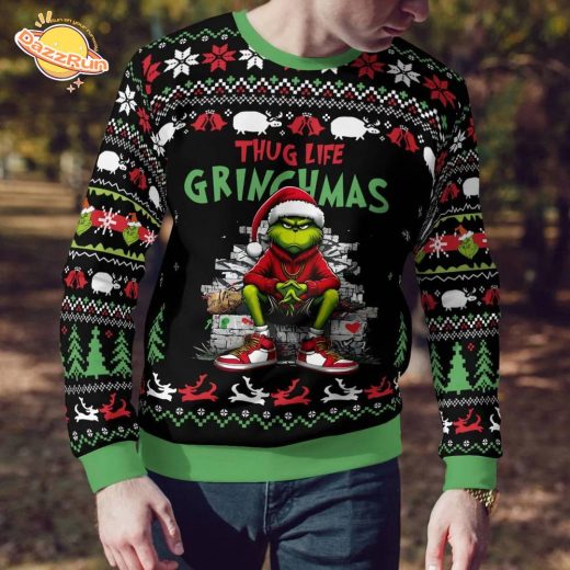 woo image2F2024 10 152FThug Life Gringhmas Green Monster Very Ugly Hot Limited 2024 Christmas Sweater 3