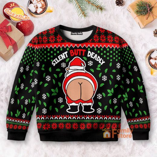 Funny Silent Butt Deadly Santa Ugly Unisex Sweater 2024 Christmas