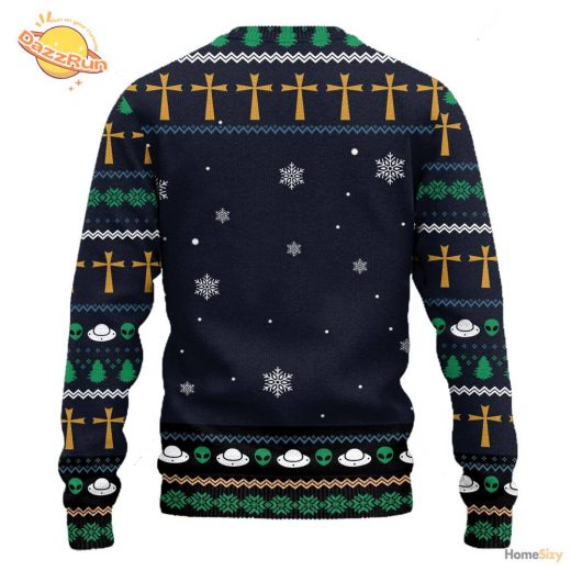 Jesus Nativity With Ufo Star Ugly Sweater 2024 Christmas