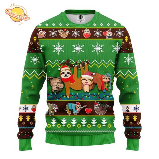 Sloth Cute Noel Christmas Green Ugly Sweater 2024 Christmas