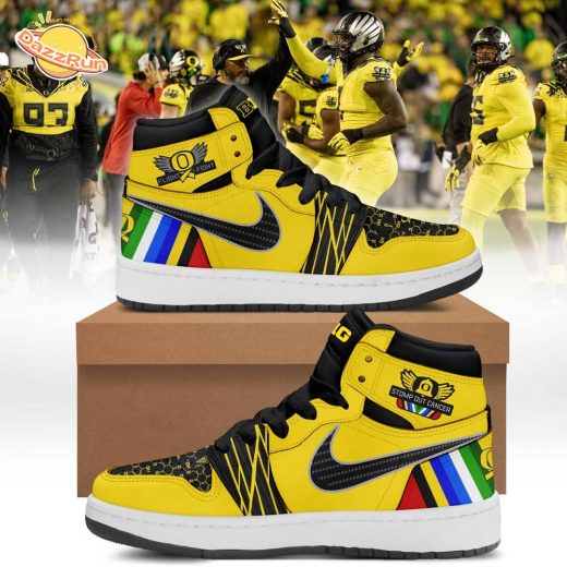 Oregon Football Ducks Cancer Fight Hot Design 2024 Air Jordan 1 Sneaker Shoes