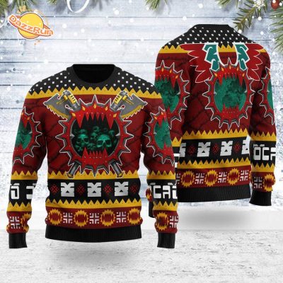 Chaos Space Marine World Eaters Iconic Ugly Christmas Sweater – Gamer Holiday Gear