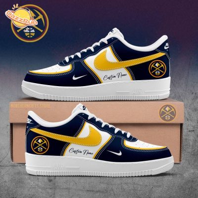 Denver Nuggets Nike Custom Air Force 1 Sneaker Shoes | Personalized Basketball Footwear