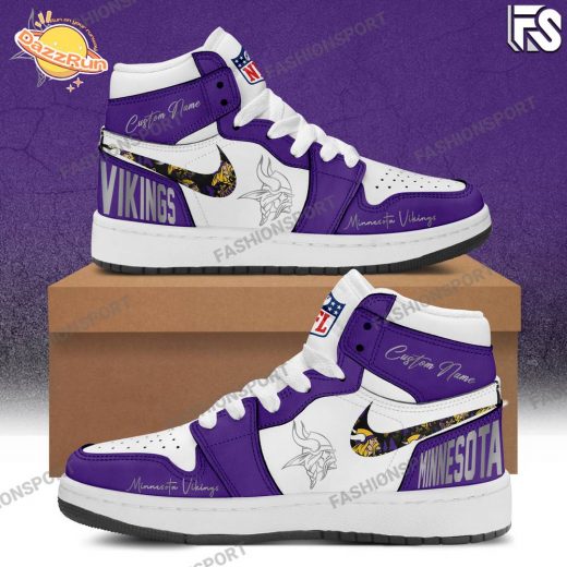 Minnesota Vikings Custom Name Air Jordan 1 Sneaker Shoes | Personalized NFL Fan Gear