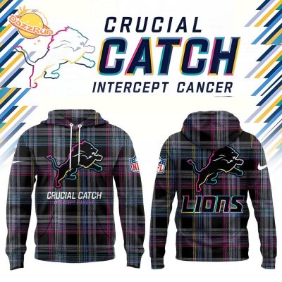 Black Detroit Lions 2024 Nfl Crucial Catch Intercept Cancer 2024 Caro Hoodie