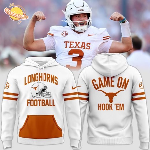 Texas Football Game On Hook’ Em White Hoodie 2024 Limited Version