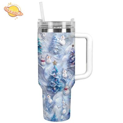 Glossy Tumbler Cute Snowmen | Adorable Winter Drinkware