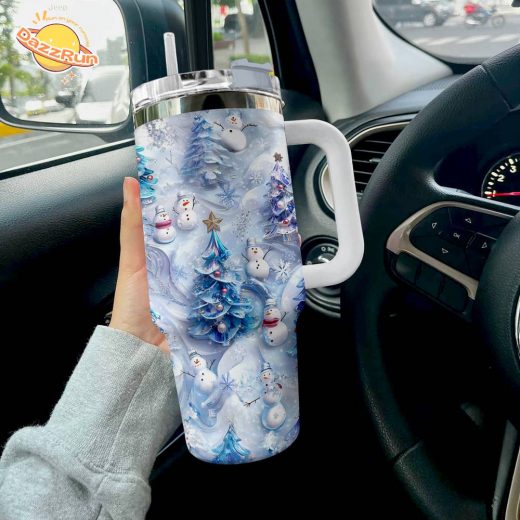 Glossy Tumbler Cute Snowmen | Adorable Winter Drinkware