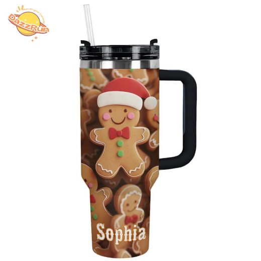 Glossy Tumbler Personalized Christmas Gingerbread Cheer | Unique Gifts