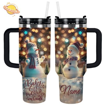 Glossy Tumbler Personalized Happy Snowman | Unique Gift Ideas