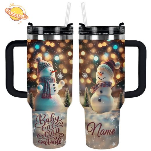 Glossy Tumbler Personalized Happy Snowman | Unique Gift Ideas