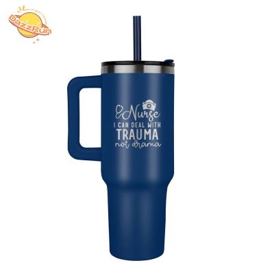 Pinnacle 40oz Stainless Steel Tumbler – “Nurse I Can Deal With Trauma Not Drama” | Gifts for Healthcare Workers