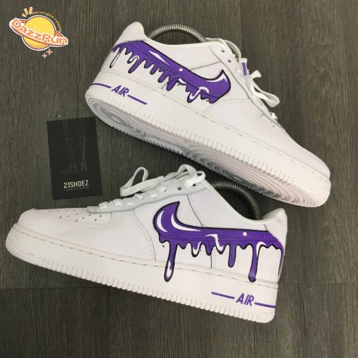 Nike Air Force 1 Custom Name Purple Swoosh – Personalized Sneakers