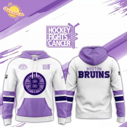 Boston Bruins “Hockey Fights Cancer” Hoodie 2024, charity support, sports awareness.