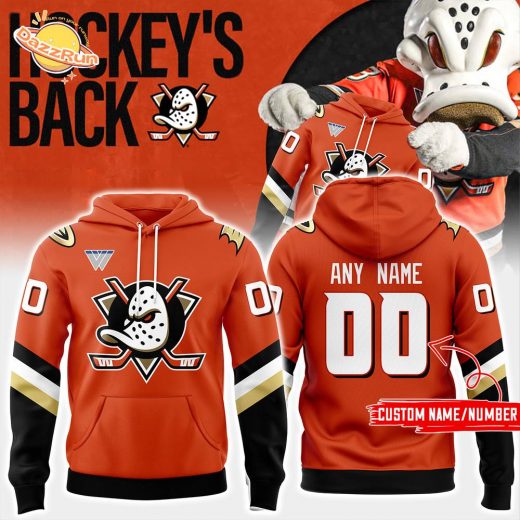 Men’s Anaheim Ducks Orange Home Breakaway Hoodie, home game gear, NHL fashion.