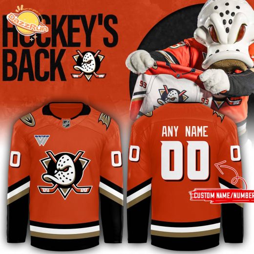 Men’s Anaheim Ducks Orange Home Breakaway Jersey, durable design, hockey tradition.