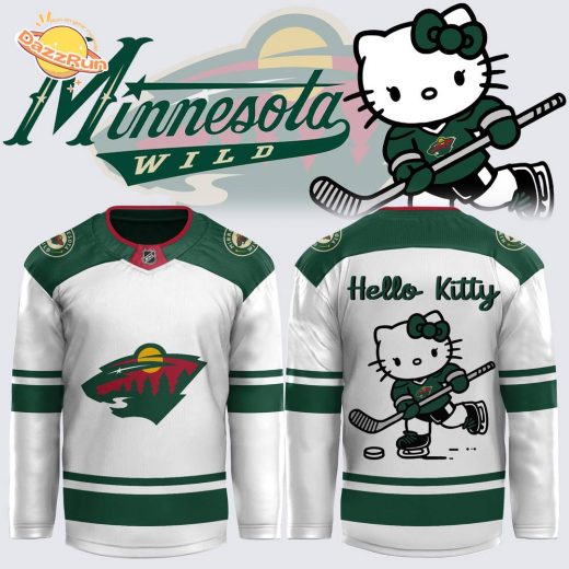 Minnesota Wild X Hello Kitty Jersey 2024, fun collaboration, vibrant design.