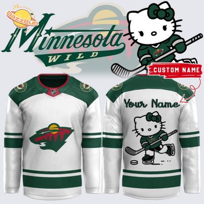 Personalization Minnesota Wild X Hello Kitty Jersey 2024, customizable option, unique gift.