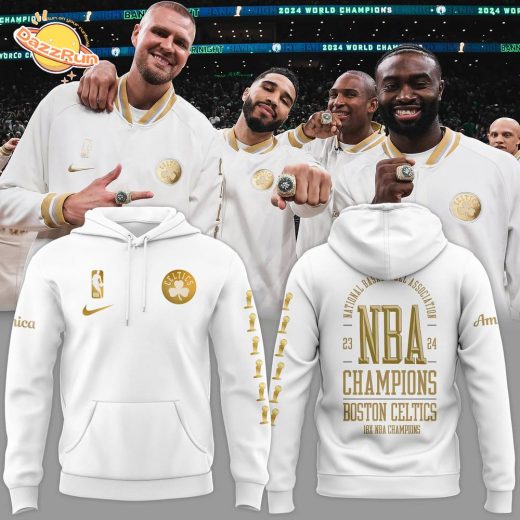 Unisex Nike White Boston Celtics 2024 NBA Finals Champions Hoodie, championship gear, basketball pride.