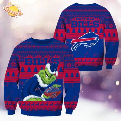 Buffalo Bills Christmas Grinch Knitted Sweater – Cozy NFL Fan Sweater