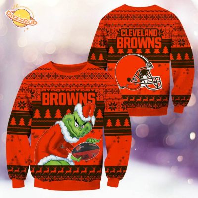 Cleveland Browns Christmas Grinch Knitted Sweater – Perfect for Holiday Cheer