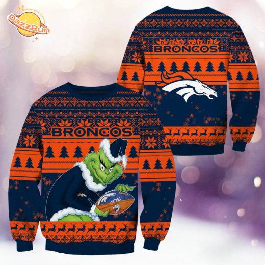 Denver Broncos Christmas Grinch Knitted Sweater – Warm Up Your Game Day