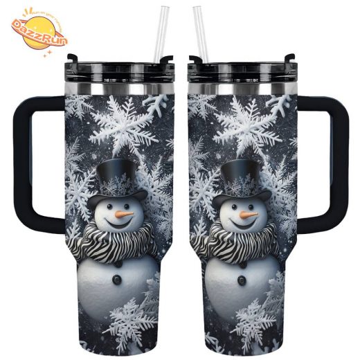 Glossy Tumbler Frosty Elegance Snowman – Charming Winter Beverage Container