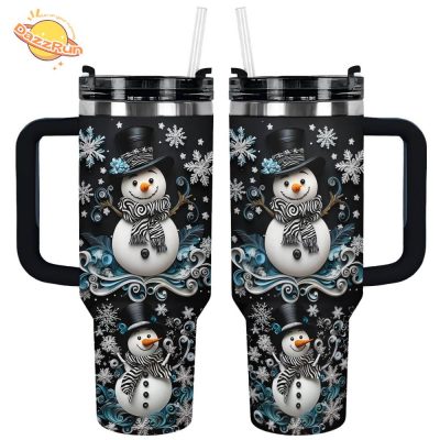 Glossy Tumbler Snowflake Charm Snowman – Winter Wonderland Drinkware