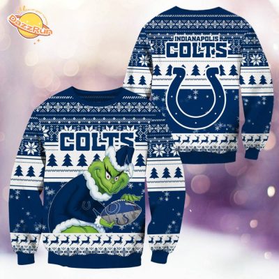 Indianapolis Colts Christmas Grinch Knitted Sweater – Show Off Your Team Spirit