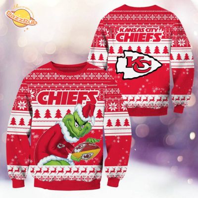 Kansas City Chiefs Christmas Grinch Knitted Sweater – Celebrate with the Grinch