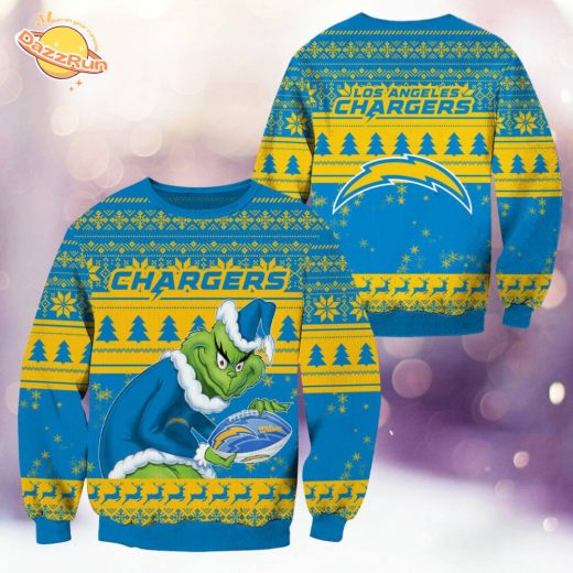 Los Angeles Chargers Christmas Grinch Knitted Sweater – Fun NFL Holiday Wear