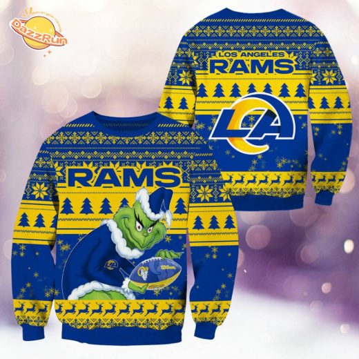 Los Angeles Rams Christmas Grinch Knitted Sweater – Stylish Fan Sweater