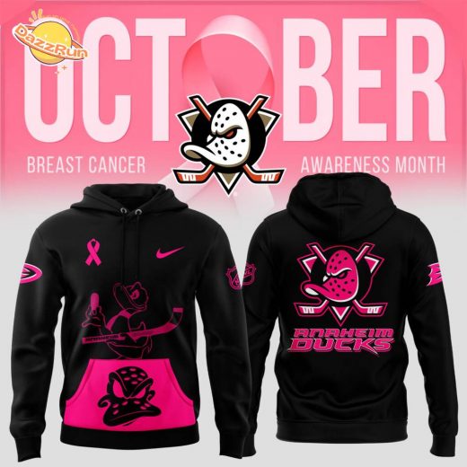 Men’s Nike Anaheim Ducks 2024 NHL Breast Cancer Awareness Month Pullover Hoodie – Pink Ribbon Support