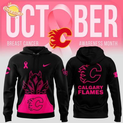 Men’s Nike Calgary Flames 2024 NHL Breast Cancer Awareness Month Pullover Hoodie – Fight for the Cause