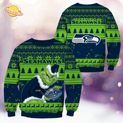 Seattle Seahawks Christmas Grinch Knitted Sweater – Cozy Game Day Style