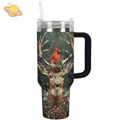 Tumbler Cardinal & Deer Majesty Holiday – Rustic Christmas Style