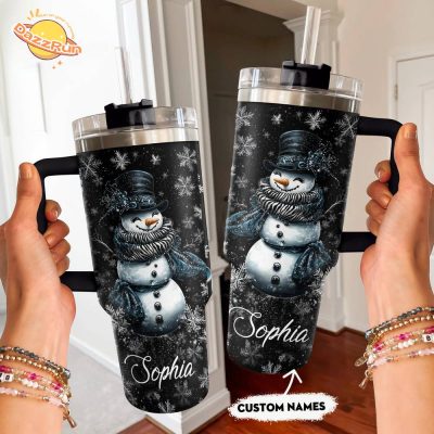 Tumbler Personalized Elegant Midnight Snowman – Custom Holiday Gift