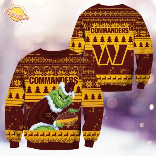 Washington Commanders Christmas Grinch Knitted Sweater – Fun and Festive Fan Gear