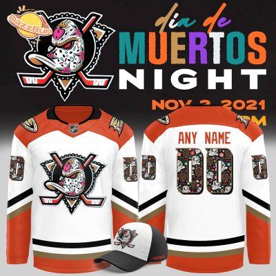 Anaheim Ducks Dia De Los Muertos 2024 Custom Jersey – Cultural Celebration Gear