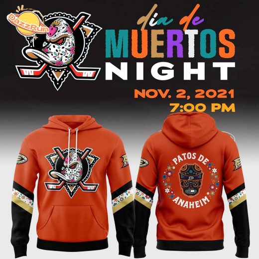 Anaheim Ducks Dia De Los Muertos 2024 Pullover Hoodie – Cultural Celebration Apparel