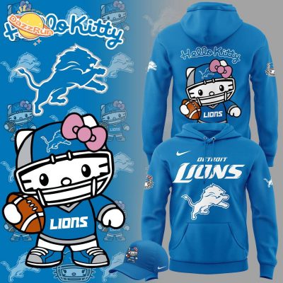 Limited Edition Detroit Lions x Hello Kitty Football Blue Hoodie – Playful NFL Apparel